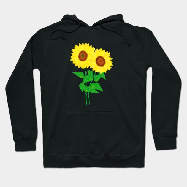 Sunflower Duo (Black Background) Hoodie by Art By LM Designs 